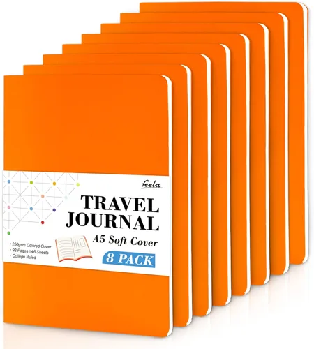 Miniatura 26 de Feela - Paquete de 8 cuadernos de tapa blanda en masa, cuadernos universitarios rayados para el trabajo, cuaderno de viaje rayado para mujeres y 8