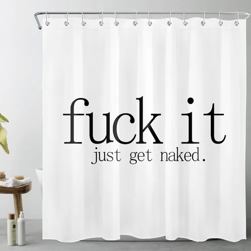 Miniatura 22 de LB Fuck It Get Naked - Cortina de ducha pequeña de 48 x 68 pulgadas, forro de cortina de ducha en blanco y negro, cortina de ducha estrecha