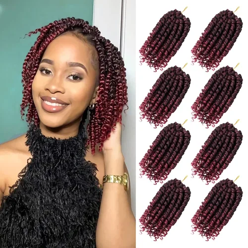 Miniatura 11 de Bileaf Cabello de Ganchillo Passion Twist Pre-retorcido de 10 Pulgadas, 8 Paquetes de Ganchillo Passion Twist, Cabello Corto Passion Twist