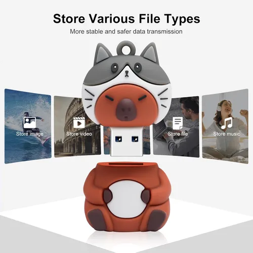 Miniatura 5 de Memoria USB Stick 4pcs 16GB Cute Flash Drive Capybara Animal Memory Stick Novedad Flash Drive Pendrive Thumb Drive Regalo para estudiantes y niños