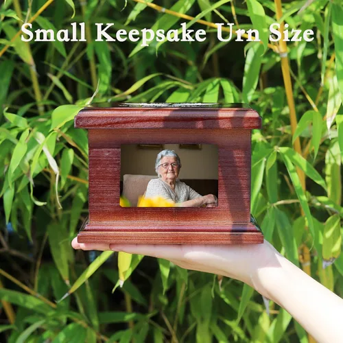 Miniatura 3 de Urnas Pequeñas de Madera de 5.5 Pulgadas para Cenizas, Urnas Memoriales Funerarias con Marco para Fotos, Urnas Pequeñas de Recuerdo, Cajas y Ataúdes