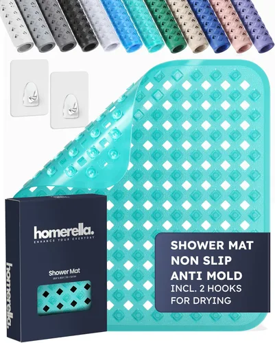 Miniatura 19 de homerella Tapete de ducha antideslizante antideslizante para cabina de ducha interior, tapete de ducha antideslizante cuadrado de 21 x 21 pulgadas