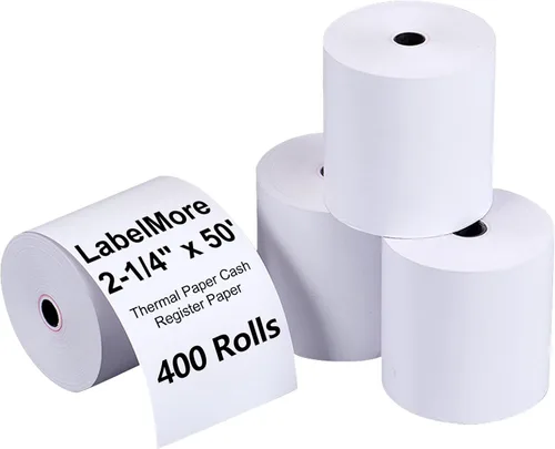 Miniatura 17 de LabelMore - Rollos de papel térmico de 2 1/4 pulgadas x 50 pies, rollos de papel térmico para tarjetas de crédito, rollo de caja registradora, papel