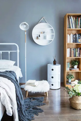 Miniatura 4 de Safiyya Papel Tapiz Azul Despegar y Pegar Papel de Contacto Gris Azul Papel Tapiz Decorativo Impermeable Autoadhesivo Papel de Contacto Rollos