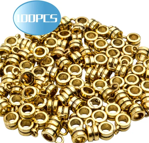 Miniatura 3 de Aylifu Bails Beads, Tibetan Bail Tube Bead Spacer Beads Carrier Hanger Connector Links for European Charm Bracelet Jewelry Making
