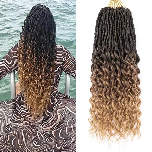 Miniatura 38 de Cabello de Ganchillo Goddess Locs de 12 Pulgadas 8 Paquetes Nuevos Locs Sintéticos Suaves Trenzas de Ganchillo Ondas Profundas Extensiones de 1b