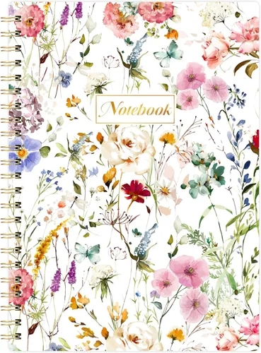 Cuaderno de espiral - Cuadernos con bolsillo trasero, 5.7 x 8.2 pulgadas, cuaderno de diario con papel grueso y bolsillo trasero, 160 páginas,