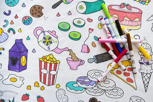 Miniatura 5 de Diseño de mandala, mantel rectangular XL de 60 x 102 pulgadas, mantel interactivo para colorear para niños, tela de poliéster/algodón, lavable