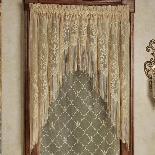 Miniatura 13 de Touch of Class Panel de cortina victoriana de encaje Fleur de Lis para ventana de poliéster - Oro antiguo - Panel de estilo europeo para ventanas