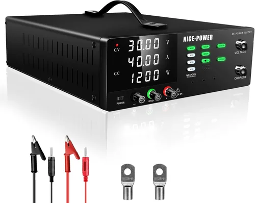 Miniatura 11 de NICE-POWER Fuente de alimentación de CC variable, fuente de alimentación de banco de alta potencia de 60 V 10 A 600 W con perilla de codificador e