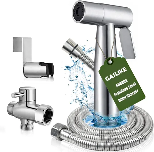 Pulverizador de bidé de mano para inodoro, juego de rociadores de bidé de higiene personal de baño de acero inoxidable, rociador de pañales de tela