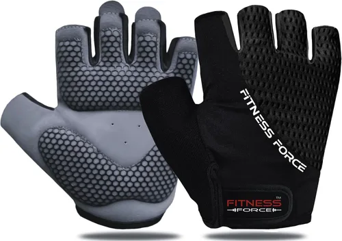 FITNESS FORCE Guantes de entrenamiento transpirables para hombres y mujeres, guantes acolchados para levantamiento de pesas con protección completa