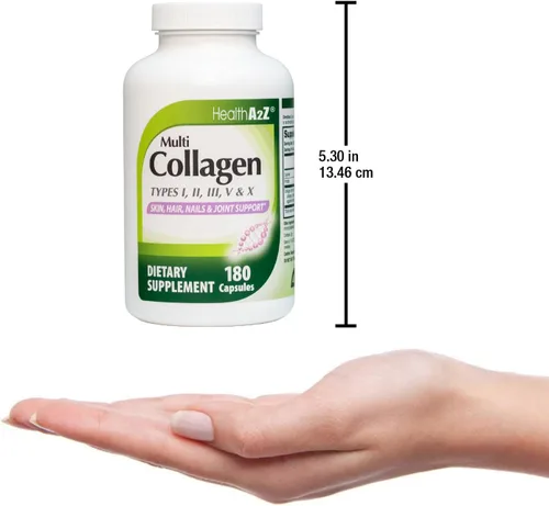 Miniatura 6 de HealthA2Z - Pastillas de colágeno múltiple de 1735 mg -180 cápsulas de colágeno (60 porciones) - Tipos I, II, III, V y X para una piel, cabello