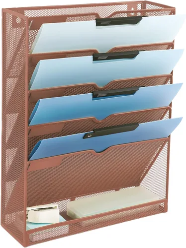 Miniatura 47 de EASEPRES Organizador de archivos de malla de 3 bolsillos para colgar en la pared, carpeta de papel para correo montada en la pared, organizador