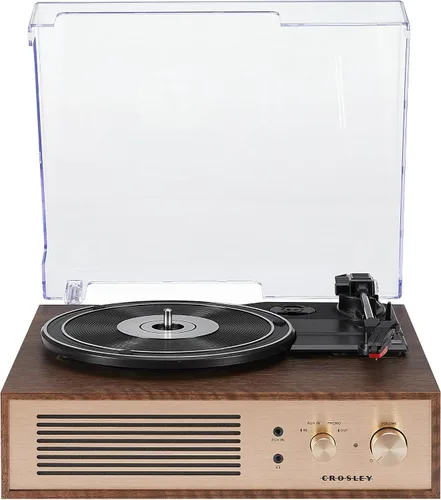 Miniatura 18 de Crosley CR6045A-BK Miles 3-Velocidades Bluetooth Entrada/Salida Reproductor de Discos Tocadiscos con Altavoces Integrados, Negro