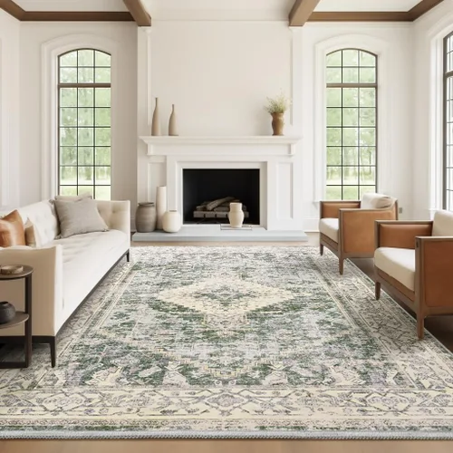 Miniatura 70 de Alfombra de pasillo lavable de 2 x 6 pies - Alfombras de cocina con respaldo antideslizante vintage suave estilo granja, alfombra de entrada