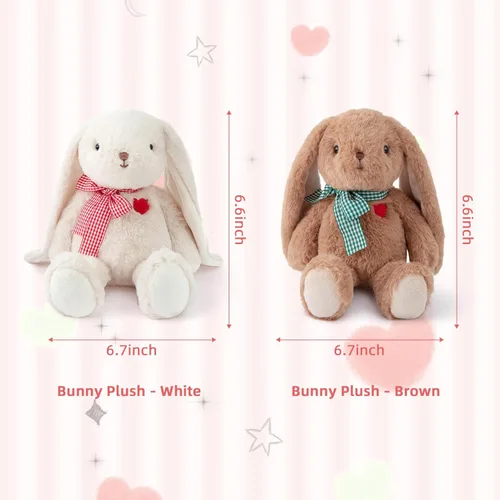 Miniatura 5 de Conejito pequeño de peluche con corazón, lindo conejo marrón, animales de peluche suaves, oso de peluche, juguetes de peluche, regalos para novia