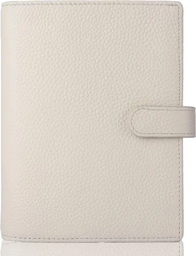 Miniatura 9 de Funda para planificador de cuero genuino A6 con presilla para bolígrafo, ranuras para tarjetas, bolsillos con cremallera, funda para organizador
