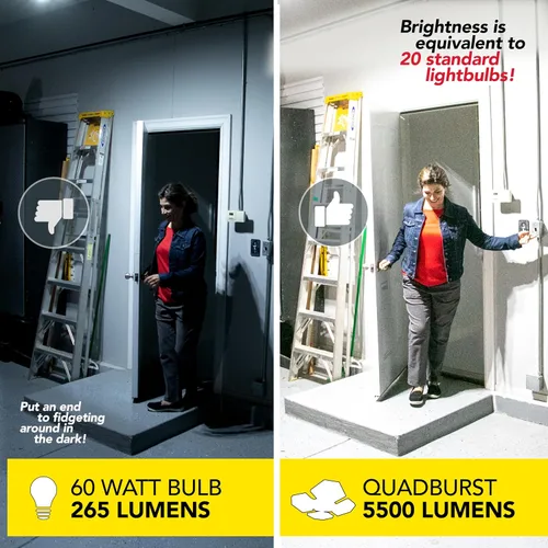 Miniatura 4 de Bell+Howell QUADBURST - Bombillas LED de techo de 80 W, 5500 lúmenes, 4 paneles deformables de aluminio para interiores, dormitorios, luces