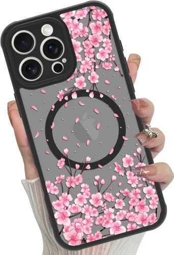 Miniatura 39 de Funda magnética para iPhone 17 Pro [compatible con MagSafe], bonita funda de moda con estampado de leopardo negro, translúcida, mate, parte trasera