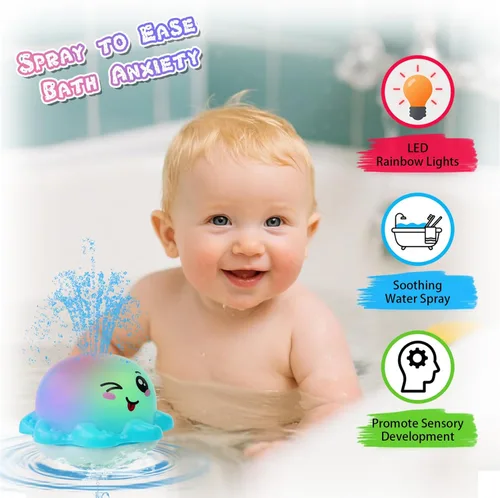 Miniatura 2 de Juguete de baño iluminado con aspersor para bebés, juguetes de agua recargables para piscina de bañera, regalos para niños pequeños, elementos