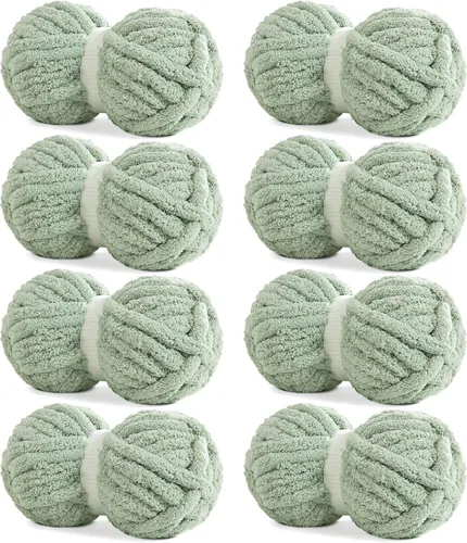Miniatura 16 de HOMBYS Hilo de Chenilla Gris Grueso para Tejer a Mano, Hilo Jumbo Suave y Esponjoso para Crochet, Hilo Súper Voluminoso Grande para Manta Gruesa