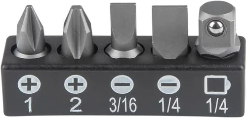 Miniatura 11 de KLEIN TOOLS 65200 Juego de trinquete, juego de mini trinquete de 5 piezas con Phillips, ranuradas y adaptador para otros tamaños de casquillo