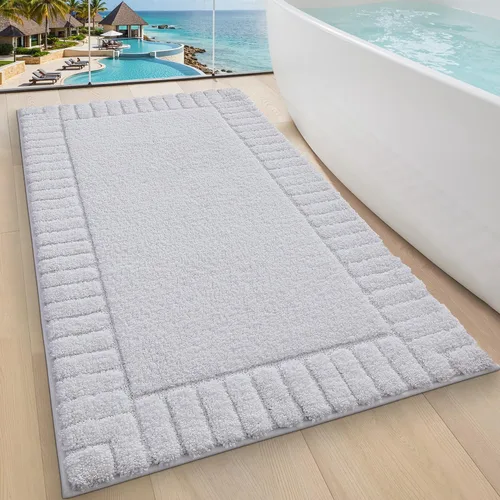 Miniatura 29 de LUMI Alfombras de baño antideslizantes con parte trasera de goma, alfombra de baño de microfibra de felpa extrasuave, absorbente, lavable a máquina