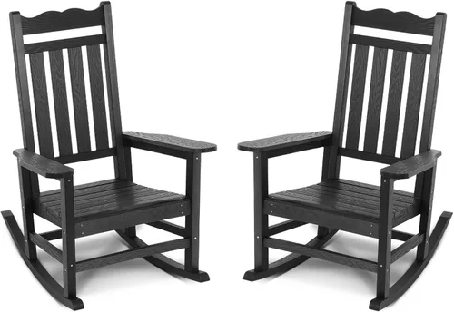 Miniatura 19 de Stoog Mecedora para patio, para todo tipo de clima, soporte de peso de 400 libras, nunca se decolora ni se pudre, para patio trasero, hoguera, Teca
