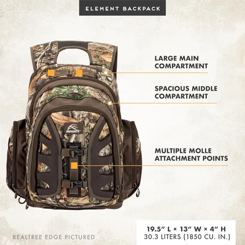 Miniatura 3 de Insights Hunting by frogg toggs - The Element, mochila resistente de 1.831 pulgadas cúbicas para senderismo, pesca, campamento, caza, con mosca