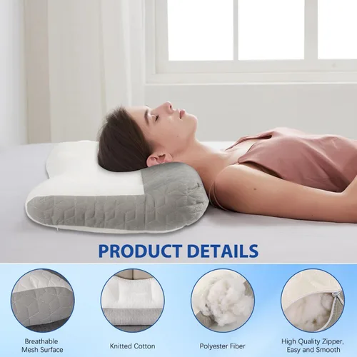 Miniatura 3 de Almohada ergonómica, almohada cervical para aliviar la tensión del cuello, almohada cervical para dormir, almohada cervical de apoyo cervical