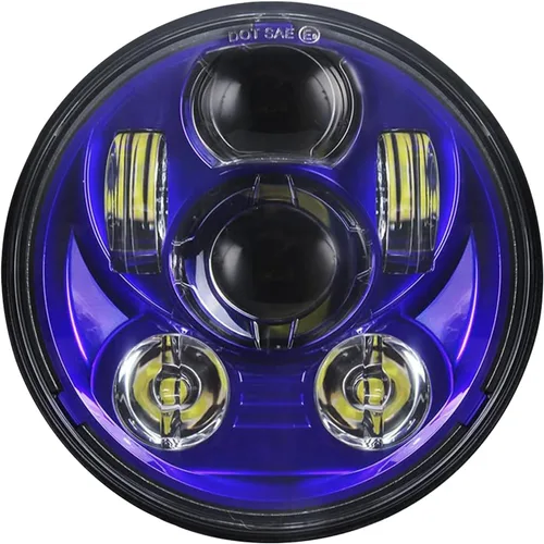 Miniatura 9 de 5-3/4 5.75 "LED motocicleta para hierro 883 Dyna Sportster Low Rider Triple Wide Glide proyector lámpara de conducción 1 unids (rojo)