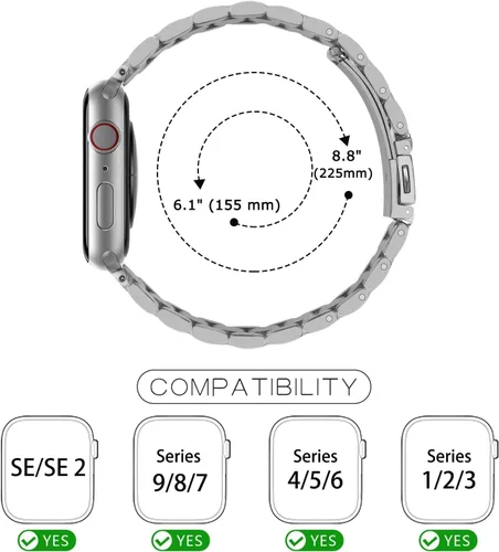Miniatura 3 de Correa de acero inoxidable sólida compatible con Apple Watch de 49, 46, 45, 44, 42, 41, 40, 38 mm, correa de metal para iWatch Series