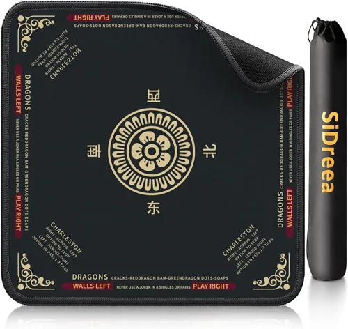 Mahjong Mat 32.4 x 32.4 pulgadas, 0.118 in de grosor de goma antideslizante, tapete de mesa Mahjong con reducción de ruido, impermeable, tapete de