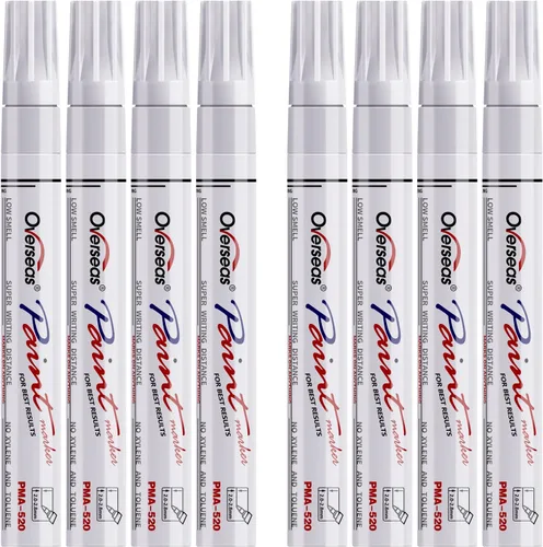 Miniatura 12 de Overseas Rotuladores de pintura – Marcadores permanentes dorados, paquete de 8 rotuladores a base de aceite, impermeables, de secado rápido, punta