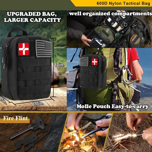 Miniatura 4 de Abpir Kit de supervivencia de emergencia de 318 piezas, equipo de supervivencia y equipo de primeros auxilios, suministros médicos para vehículos