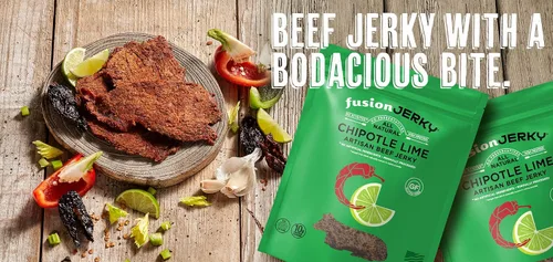 Miniatura 5 de Fusion Jerky - Carne seca artesanal, barbacoa japonesa, 2.5 onzas, todo natural, 0.35 onzas de proteína, carne de origen estadounidense de primera