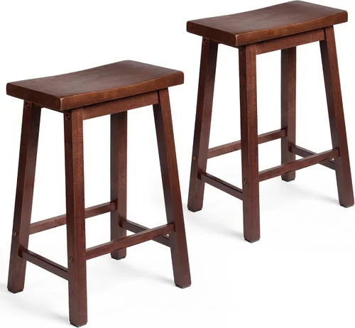 Miniatura 8 de PJ Wood Taburete de cocina con asiento de silla de montar de 24 pulgadas con placa de pie - negro