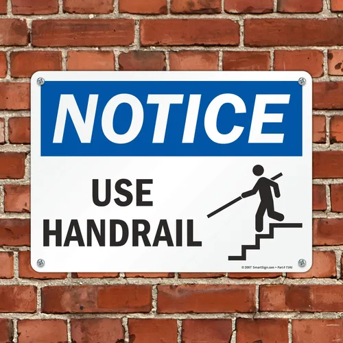 Miniatura 4 de SmartSign Cartel de "Aviso - Usar pasamanos" Plástico de 10 x 14 pulgadas