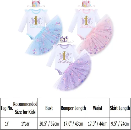 Miniatura 7 de IDOPIP Disfraz de mariposa para el primer cumpleaños de bebé niña con lentejuelas, falda tutú, diadema para sesión de fotos