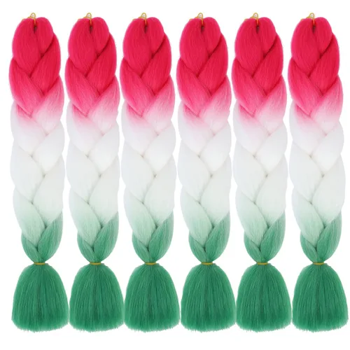 Miniatura 63 de Xiaofeng Extensiones de cabello trenzado coloridas Ombre de 61 cm, 3 unidades, trenzas Jumbo de alta temperatura para trenzas en zigzag y trenzas