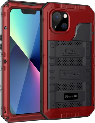 Miniatura 9 de Beasyjoy - Funda impermeable para iPhone 13 Pro, carcasa de metal con protector de pantalla integrado, carcasa protectora de cuerpo completo de Negro