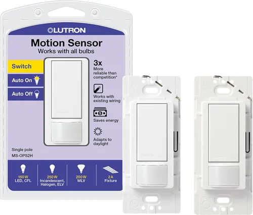 Lutron Maestro Interruptor de luz con sensor de movimiento para interiores para baño, garaje, lavandería, cualquier bombilla, sensor de ocupación y