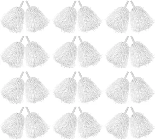 Miniatura 12 de Hooshing 12/24/80 PCS Pompones de Animadoras Deportivos con Espíritu Pompones de Animación de Plástico con Asas para Niños Adultos Equipo Fiesta Rosa