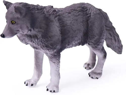 Miniatura 3 de UANDME Juego de 4 figuras de juguete de lobo, figuras de animales de lobo, decoración de pastel familiar, regalo para niños (gris)