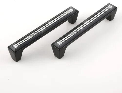 Miniatura 5 de LANC Tiradores de gabinete de cristal negro para cocina y baño, manijas de gabinete para dormitorio, pomo de gabinete negro mate brillante