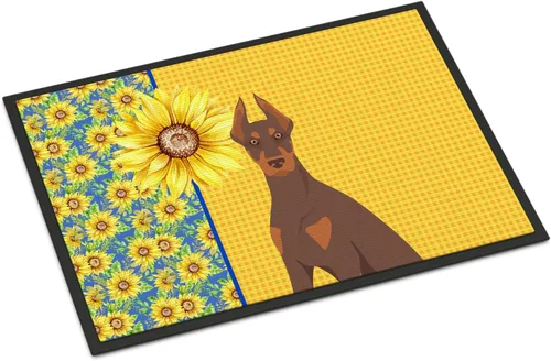 Miniatura 97 de Caroline's Treasures WDK5313MAT Airedale Terrier - Tapete para puerta delantera de 18 x 27 pulgadas, diseño de girasoles de verano, para entrada