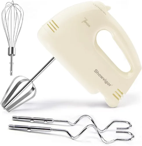 Miniatura 10 de Batidora de mano eléctrica portátil - Mezclador de cocina de 7 velocidades con 5 accesorios de acero inoxidable, batidor, batidor de alimentos