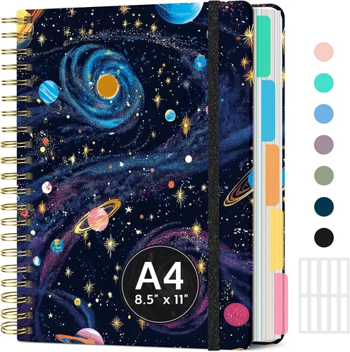 Miniatura 24 de Cuadernos grandes de espiral rayados para el trabajo con divisores y pestañas extraíbles, 8.5 x 11 pulgadas, bonito cuaderno de tapa dura de 5 A