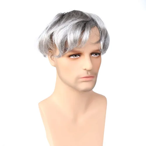 Miniatura 3 de Cabello humano tipo tupé para hombre, 8 x 10 pulgadas, #5 mezclado 80% gris, postizo para hombres de repuesto fino mono #5 Mezcla 80% Gris